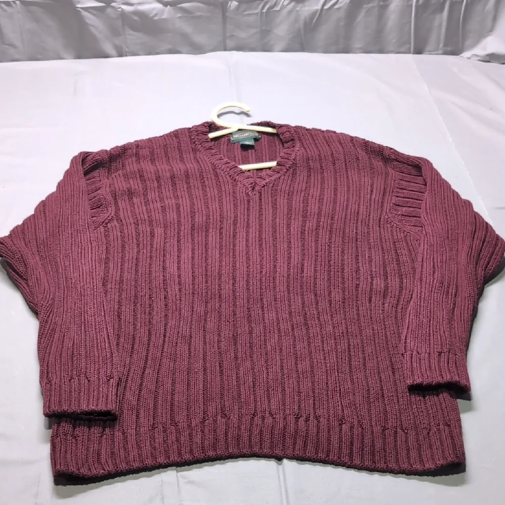 Hill & Archer‎ Mens XXL Burgundy 100% Cotton Ribbed V-Neck Pullover Sweater